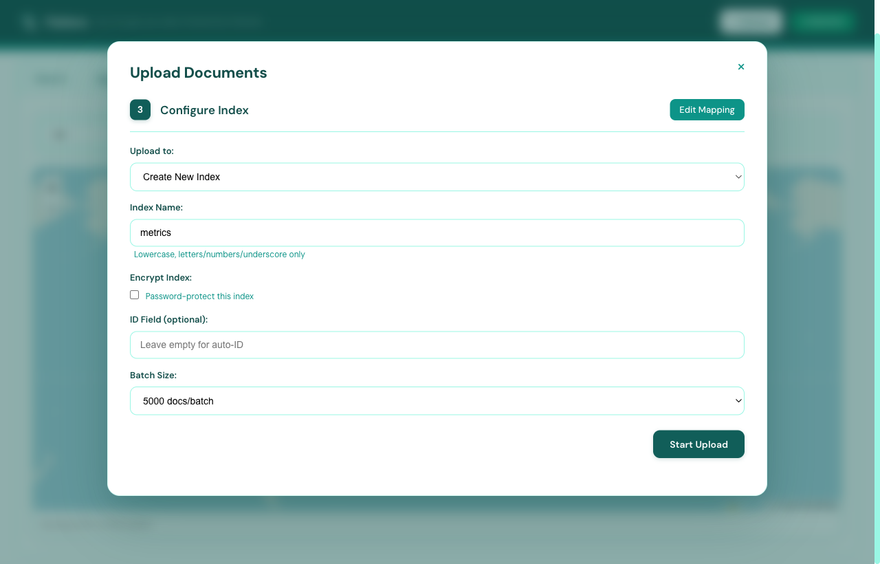 Flatlens — configure index screen