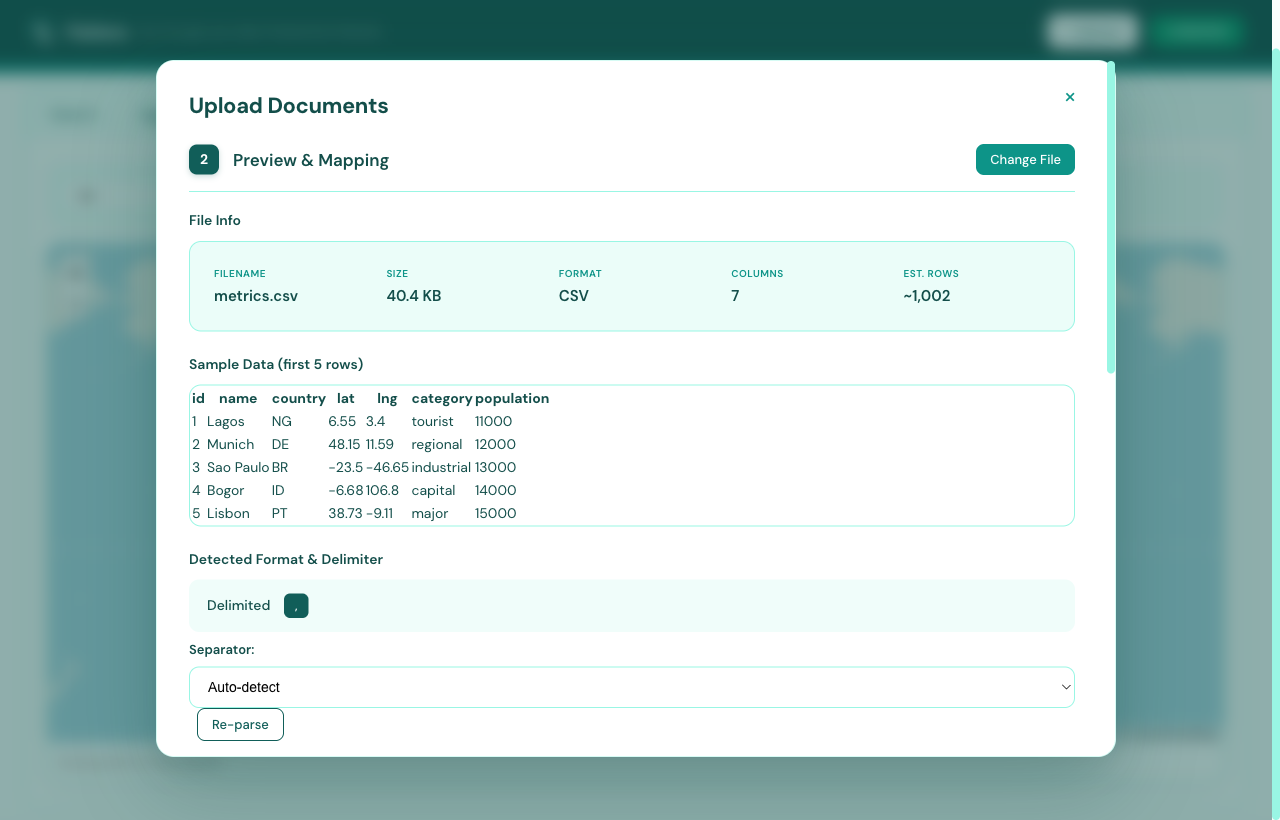 Flatlens — preview & mapping screen